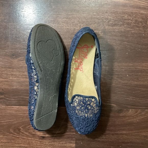 Blue Lace Jellypop Blue Flats Sparkle Denim Loafers-Casual Comfortable Flats - Picture 6 of 6